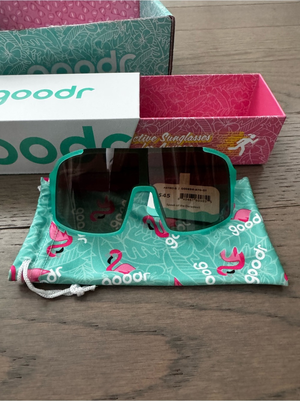 NIB goodr Astro G Shield Sunglasses in Teal and Pink